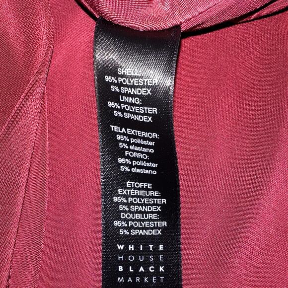 White House Black Market Womens Size XL Maroon Red Wine VNeck Long Sleeve Blouse - Picture 5 of 8